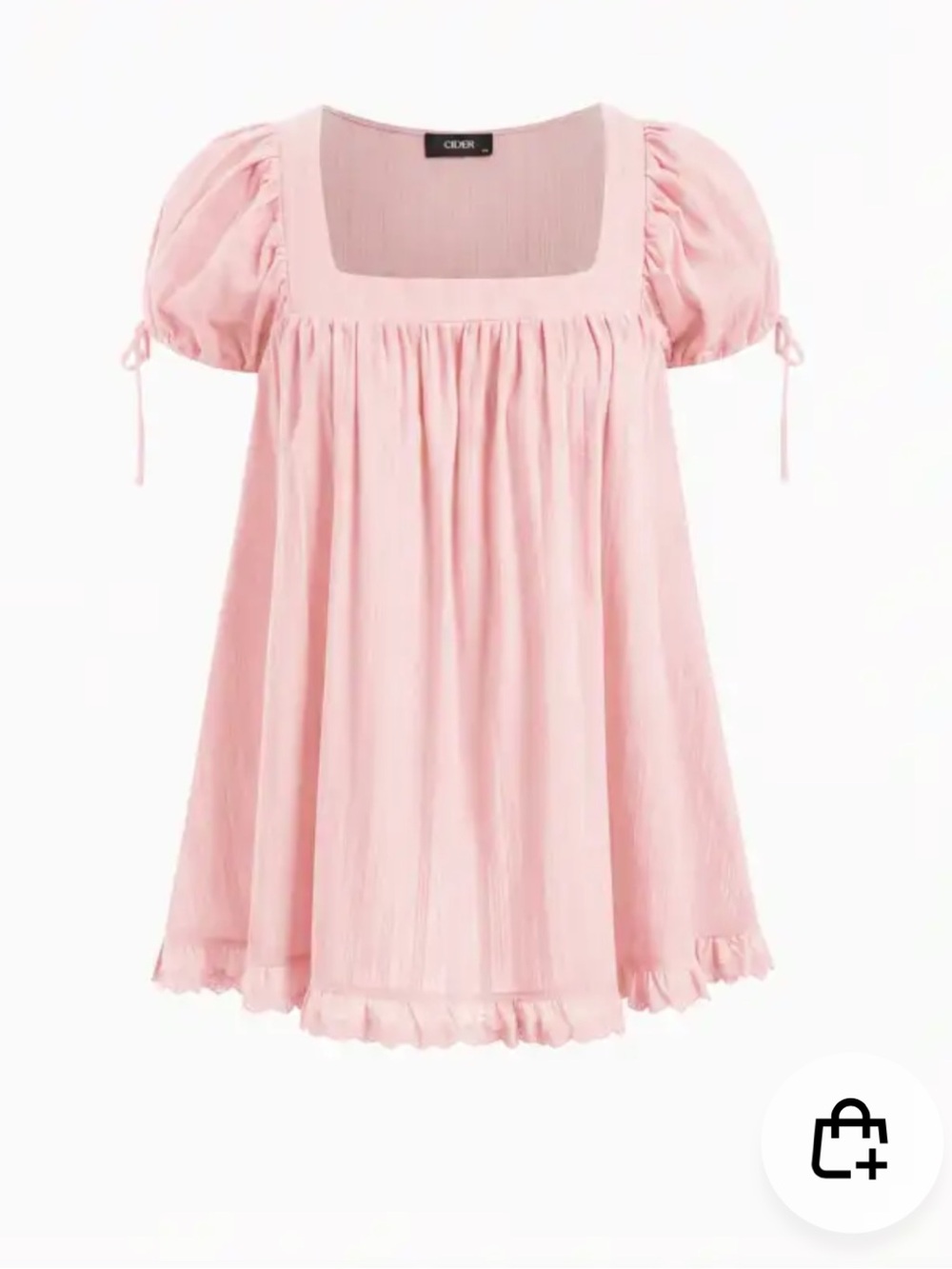 Cider Pink Puff Sleeve Square Neck Tunic Top